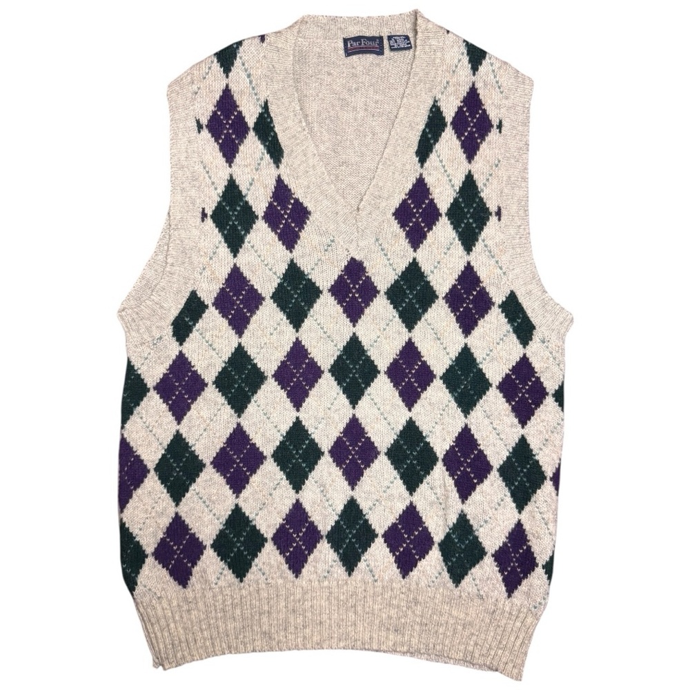 Par Four Golf Wool Blend Men's Vintage Argyle Sweater